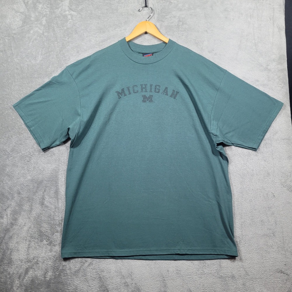 Vintage Soffe T-Shirt Mens XXL Teal Michigan Wolverines USA Made Cotton Tee 90s